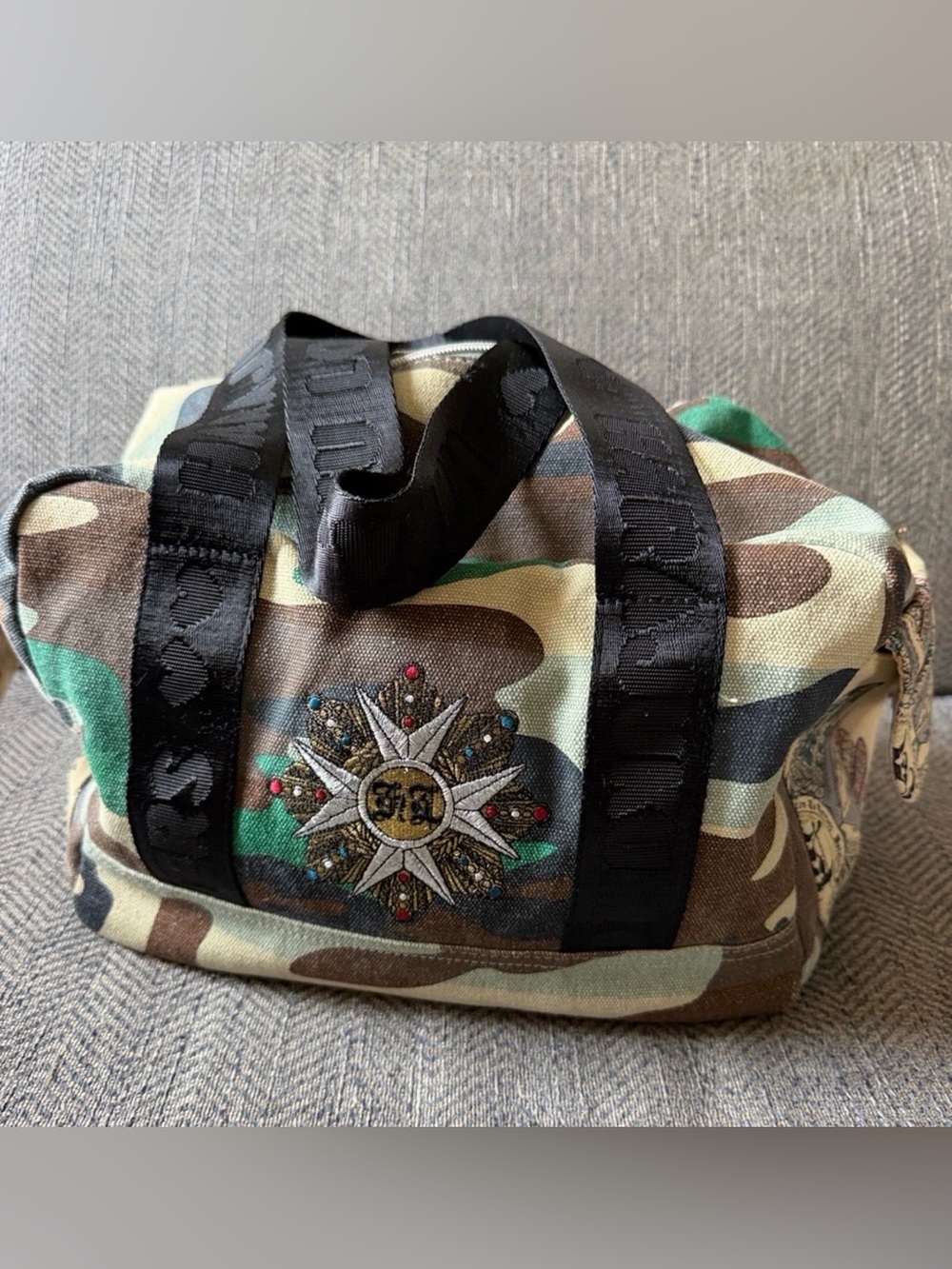 Y2K Harajuku Lovers by Gwen Stefani Embroidered Camouflage Toaster Style Bag